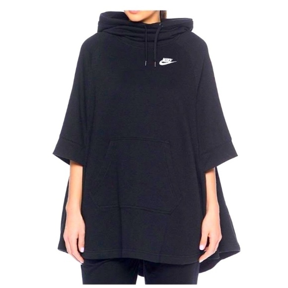 Nike Women's Poncho Oversized‎ Boxy Pullover Hoodie Sweatshirt Black Size Small - Picture 1 of 7